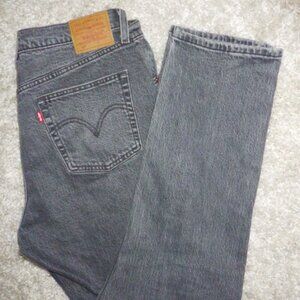 Levi's Men's 501 Black Denim Jeans Button Fly Distressed 32X30 (34x28) Western